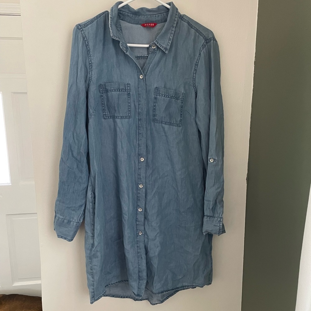 Sz M guess denim shirt dress